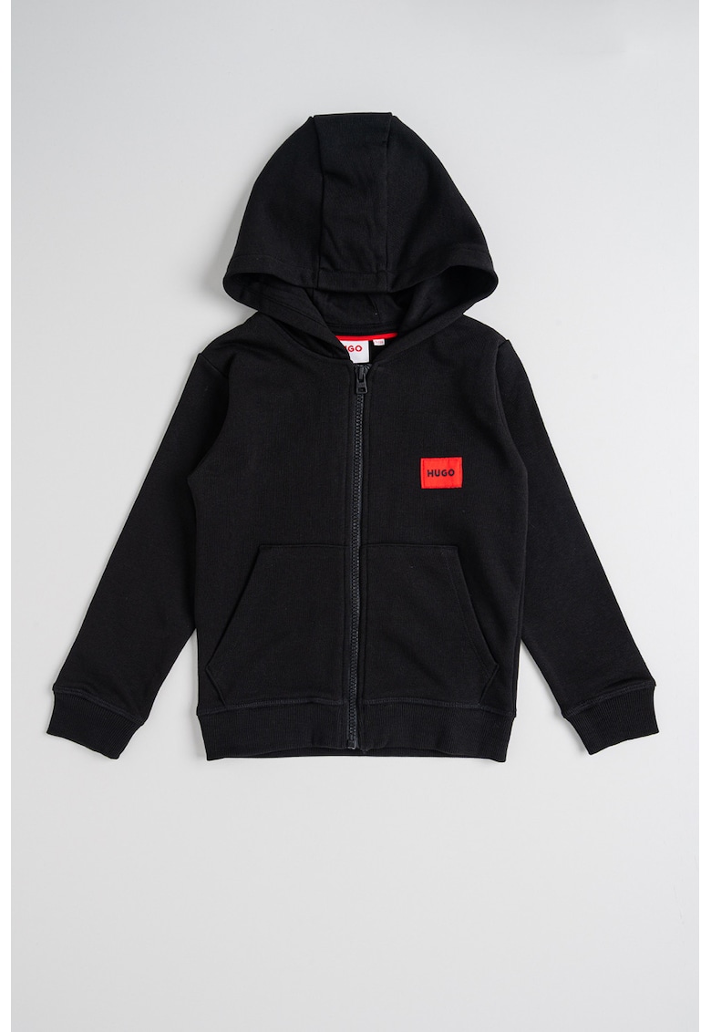 Hanorac din amestec de bumbac cu aplicatie logo - Negru