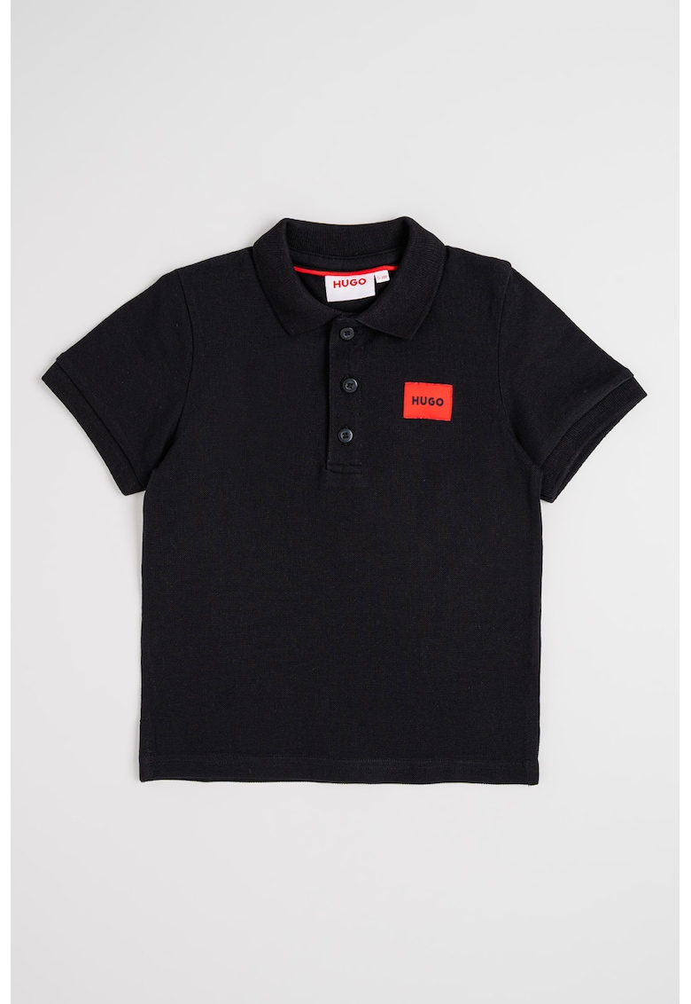 Tricou polo din material pique cu logo - Rosu/Negru