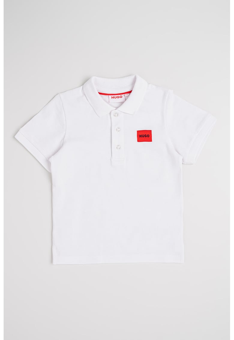 Tricou polo din material pique cu logo - Rosu/Alb optic
