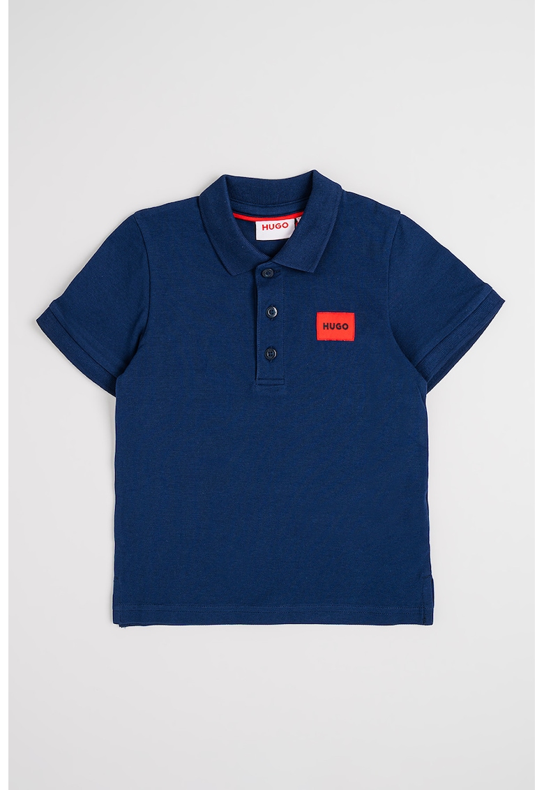 Tricou polo din material pique cu logo - Rosu/Bleumarin