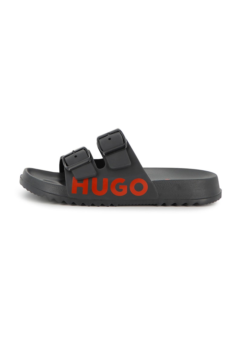 Papuci cu catarama si logo - Rosu/Negru