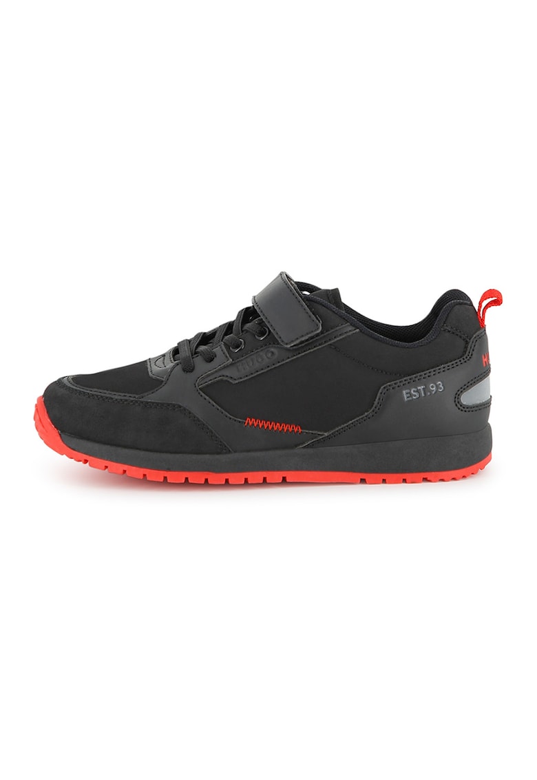 Pantofi sport low-cut cu velcro - Rosu/Negru