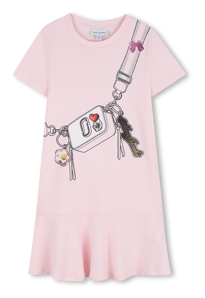 Rochie-tricou cu imprimeu grafic - Roz pastel/Roz pal