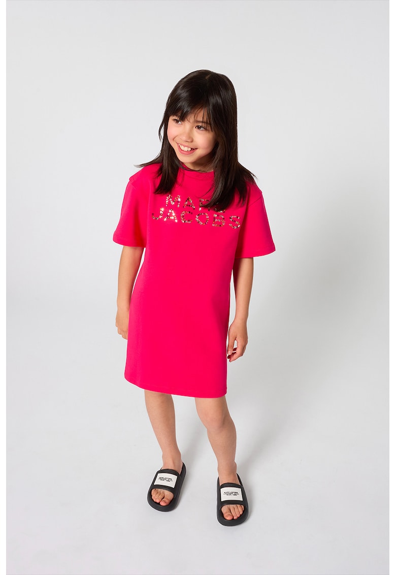 Rochie-tricou cu logo din strasuri - Rosu