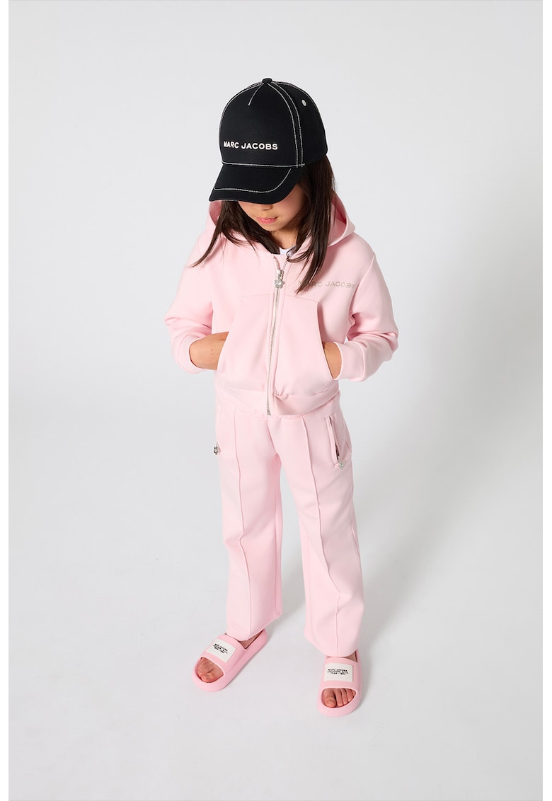 Pantaloni de trening cu talie elastica si buzunare cu fermoar - Roz pal