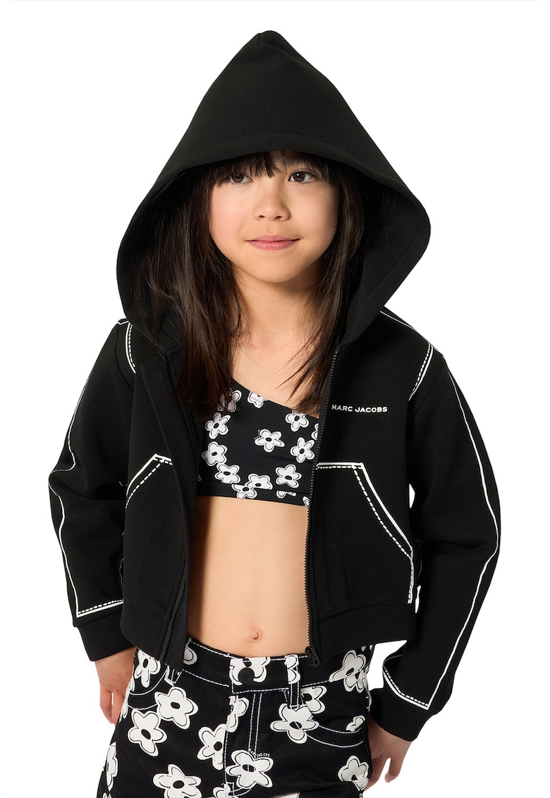 Blugi scurti cu model floral - Alb/Negru
