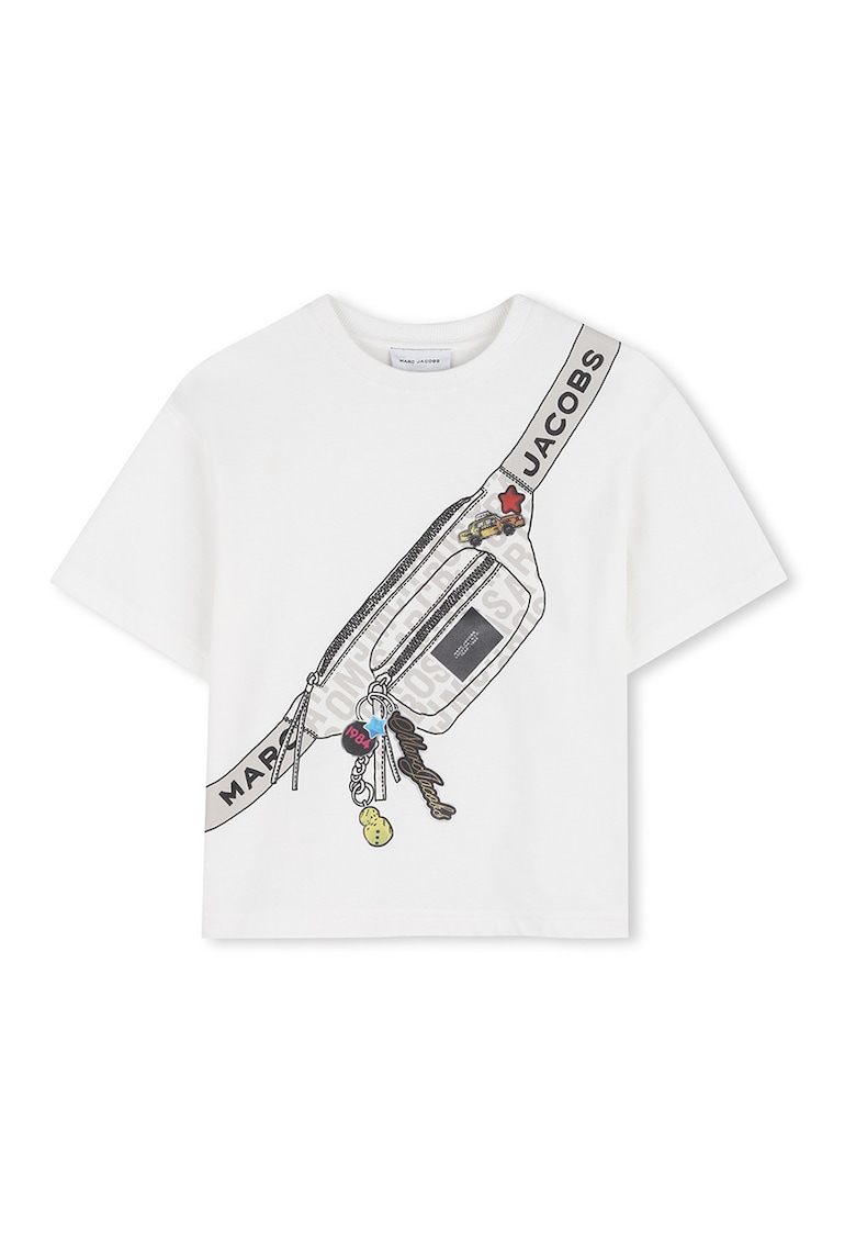 Tricou de bumbac cu imprimeu grafic - Negru/Alb murdar