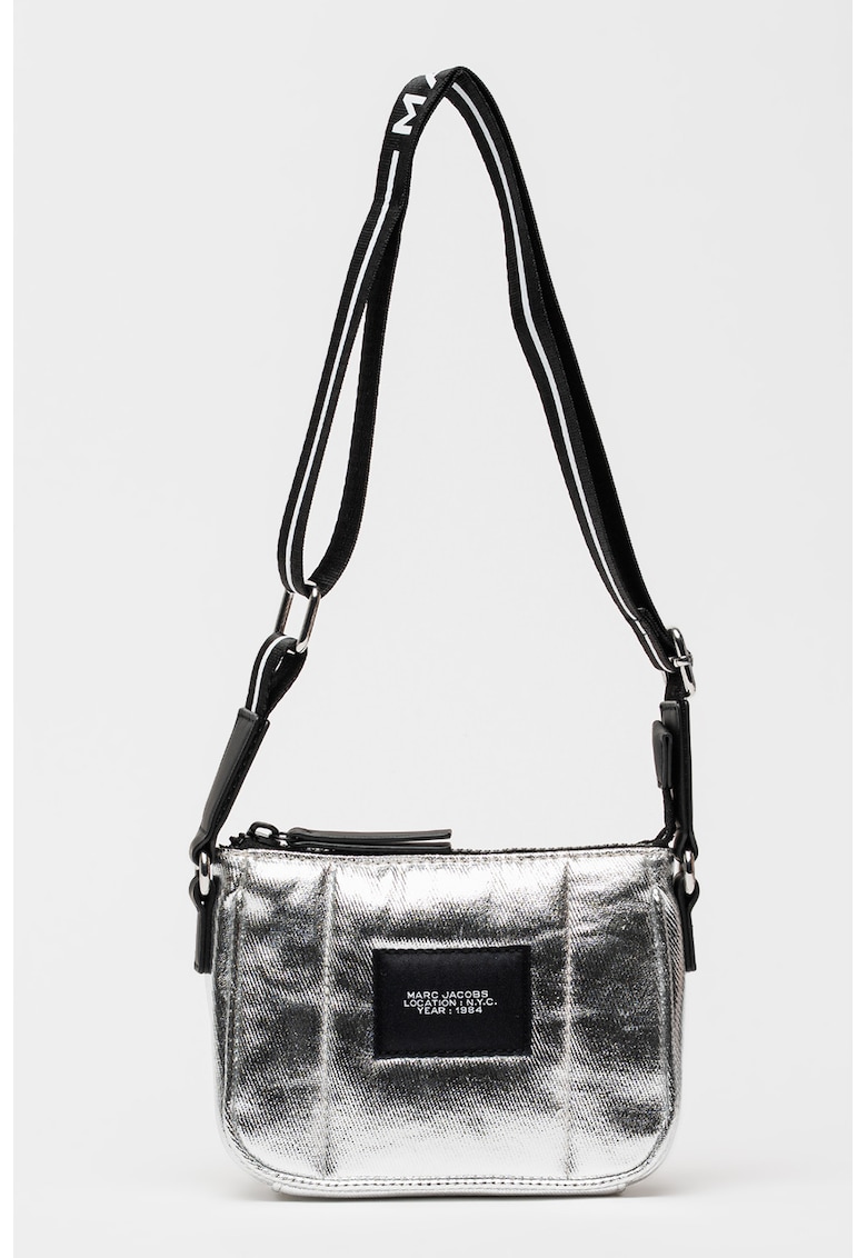 Geanta crossbody cu aspect metalizat - Negru/Argintiu