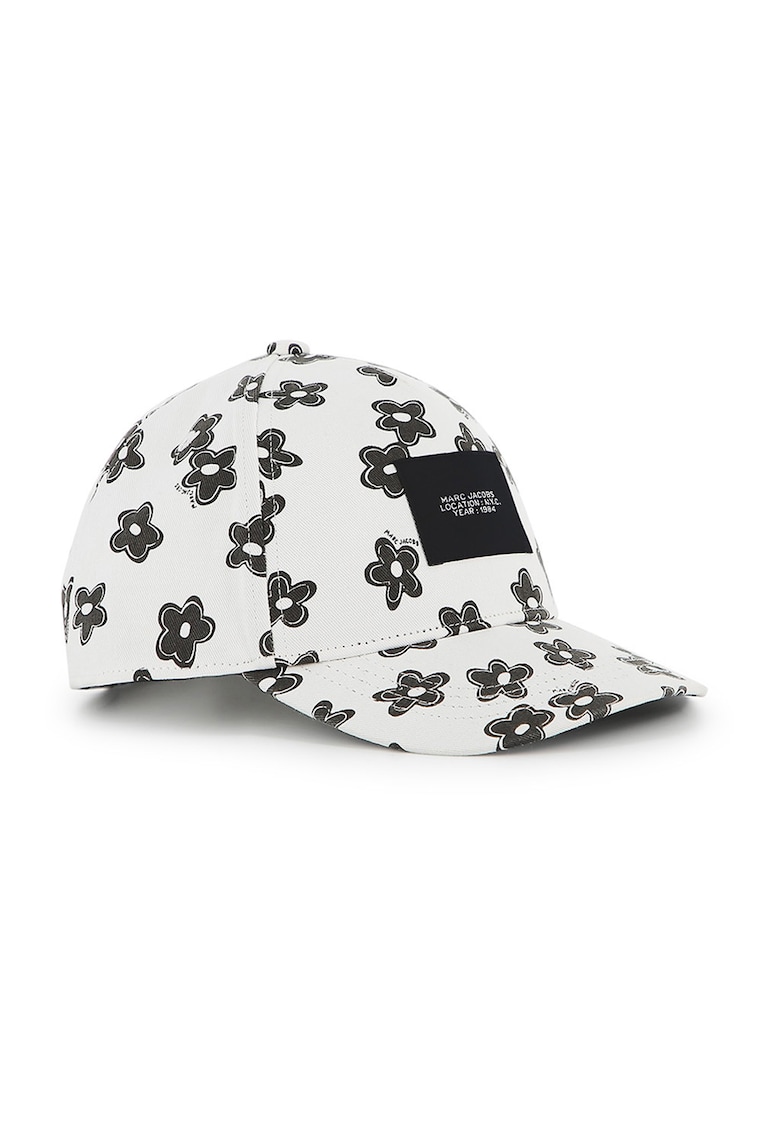 Sapca cu imprimeu floral si aplicatie logo - Negru/Alb murdar