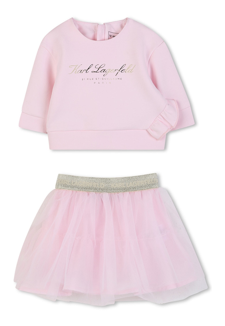 Set de bluza de trening si fusta din tul - Roz pal