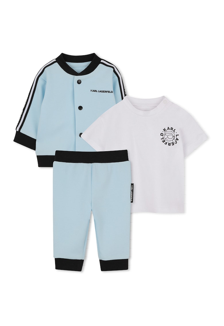Set de imbracaminte - 3 piese - Alb/Negru/Albastru deschis