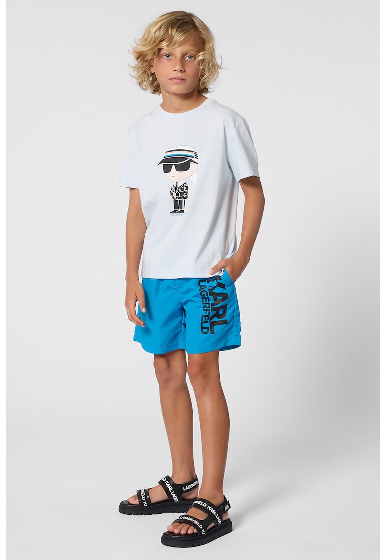 Tricou cu imprimeu logo - Albastru pastel/Negru