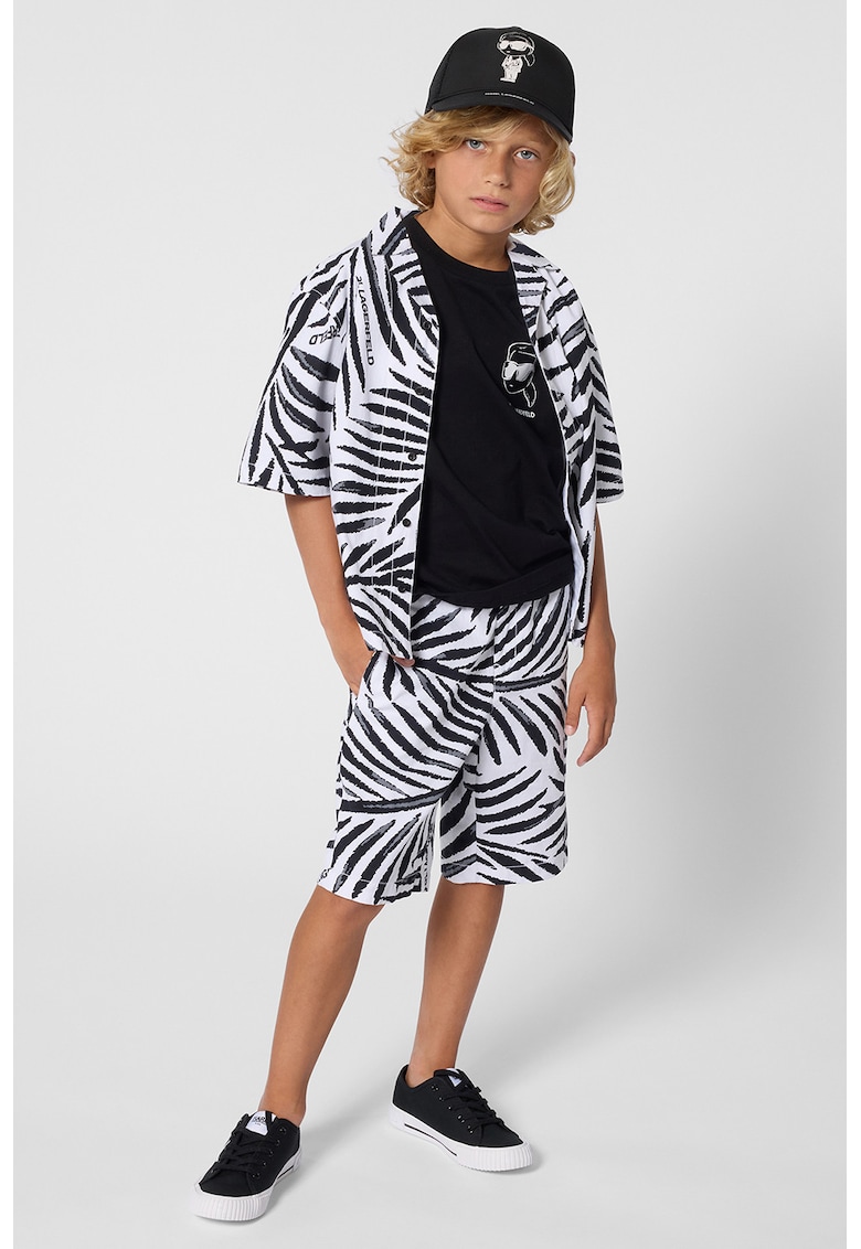 Tricou din bumbac cu imprimeu logo - Negru/Alb optic