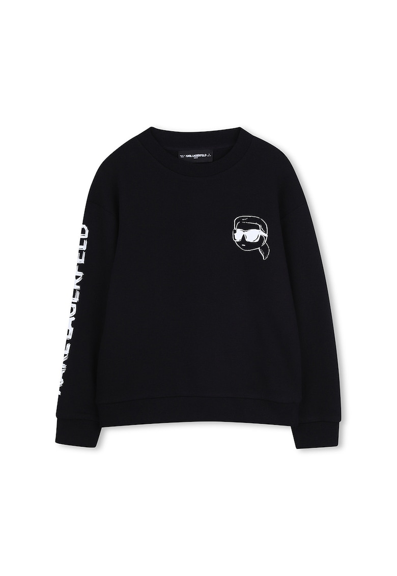 Bluza de trening cu decolteu rotund si logo - Negru/Alb optic