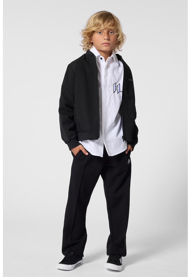 Bluza de trening cu fermoar si logo - Negru