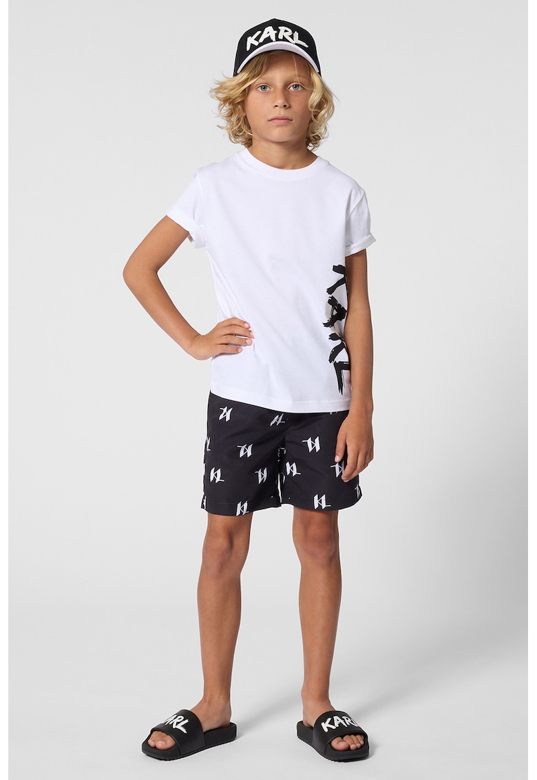 Tricou cu imprimeu logo - Negru stins/Alb optic