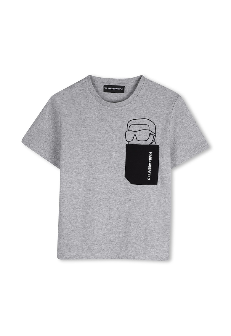 Tricou din bumbac cu buzunar pe piept - Gri inchis melange