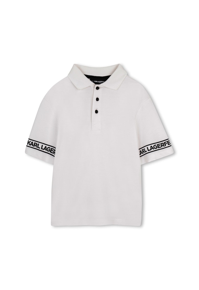 Tricou polo din bumbac - Negru stins/Alb optic
