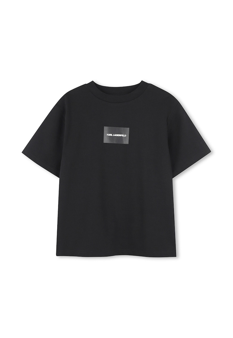 Tricou cu imprimeu si maneci cazute - Negru/Alb optic