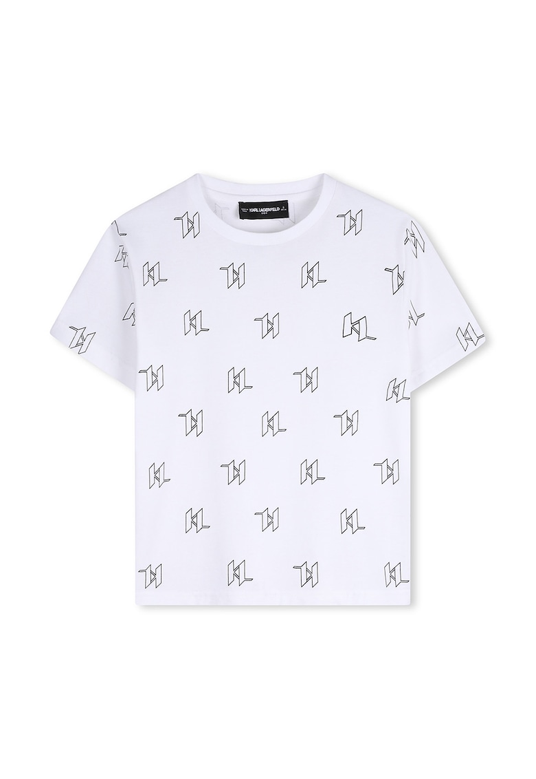 Tricou din bumbac cu imprimeu monograma - Negru stins/Alb optic