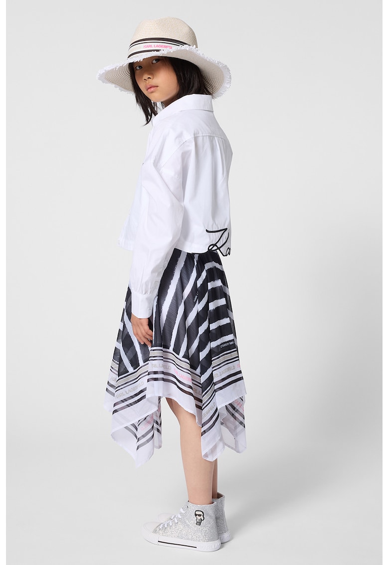 Camasa crop cu detaliu logo - Negru stins/Alb murdar