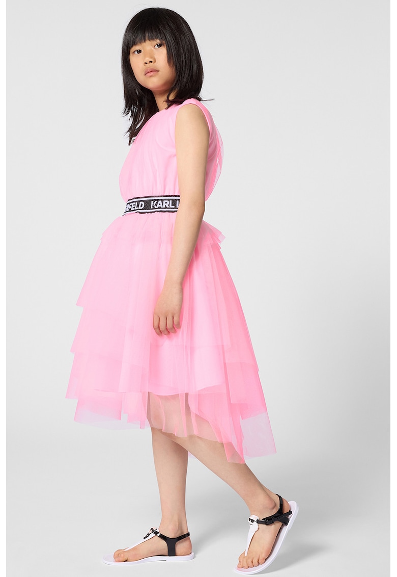 Rochie fara maneci din tul - Roz pastel