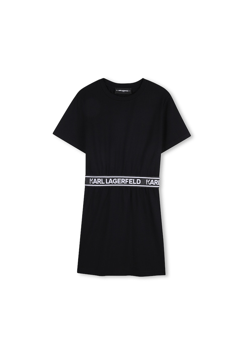 Rochie scurta din amestec de bumbac cu logo - Negru