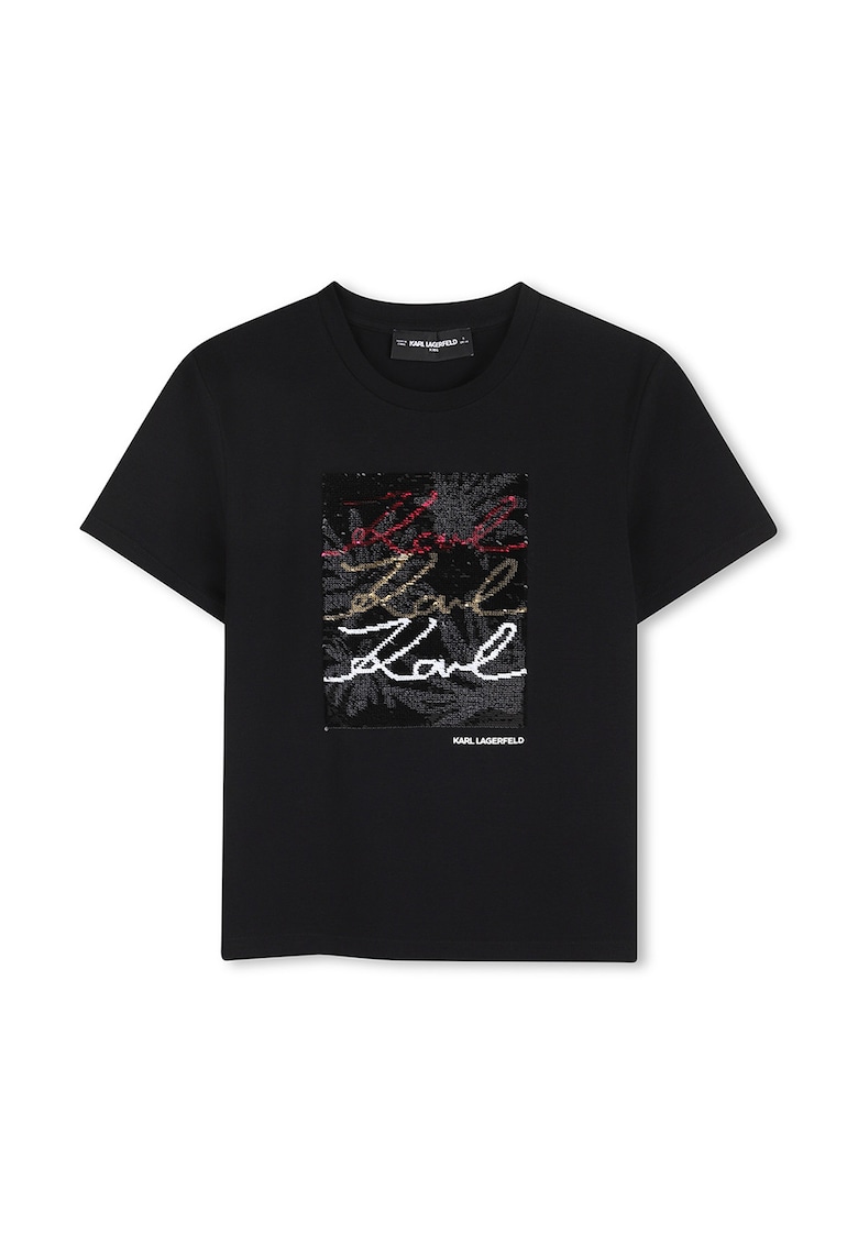 Tricou din amestec de bumbac cu model dublu - Rosu/Negru/Alb optic