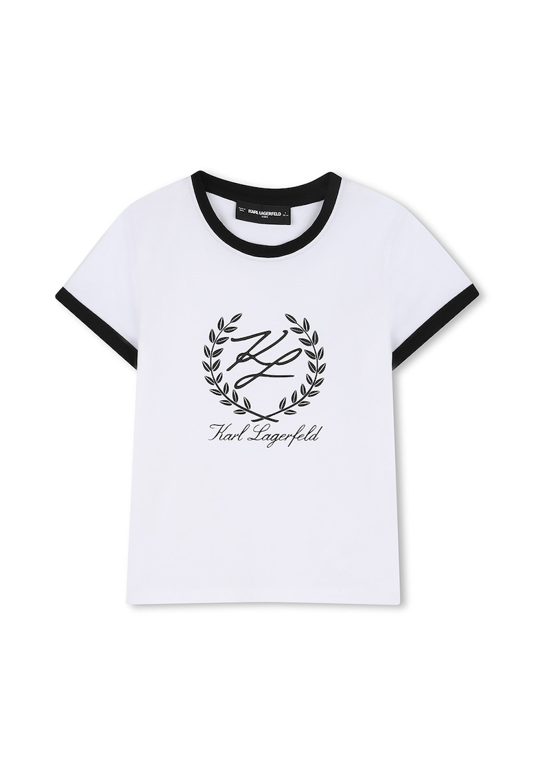 Tricou din amestec de bumbac cu logo - Negru stins/Alb optic