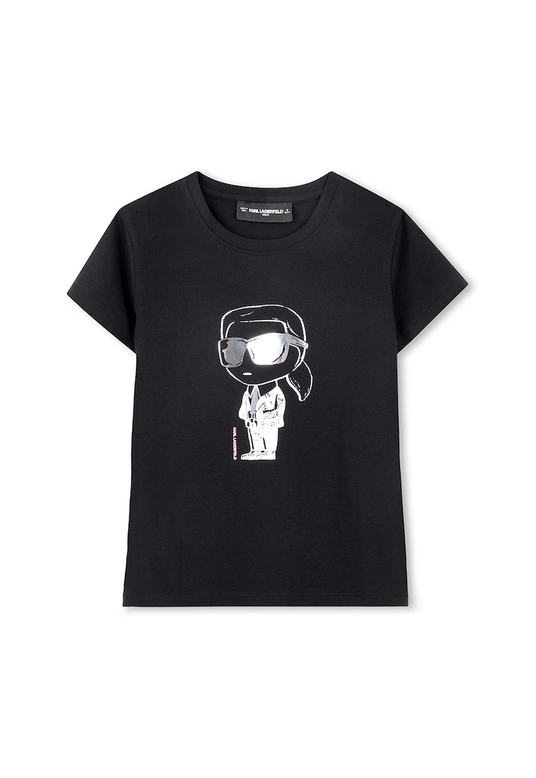 Tricou din amestec de modal cu imprimeu logo - Negru/Alb optic