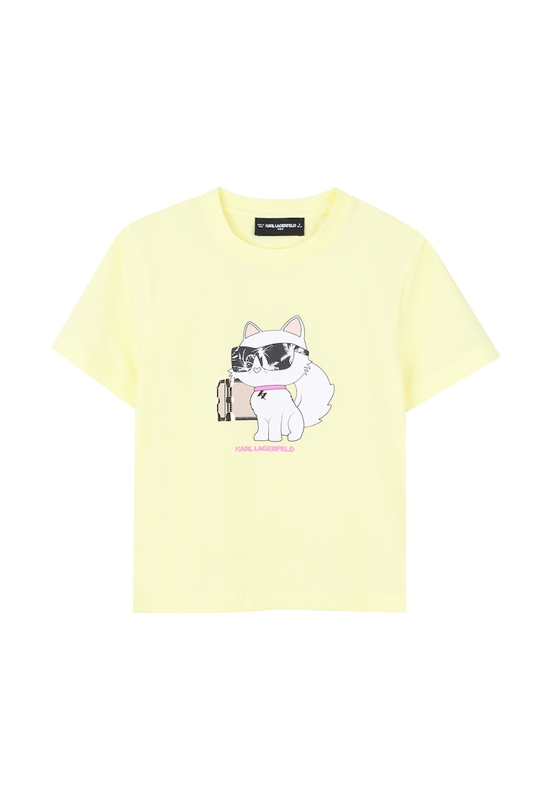 Karl Lagerfeld Kids Tricou din amestec de modal cu imprimeu - Galben pal/Alb optic