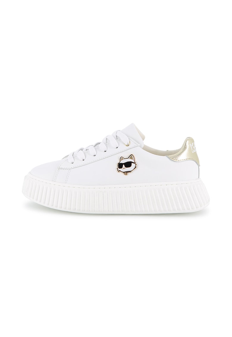 Pantofi sport low-cut din piele - Auriu/Alb murdar