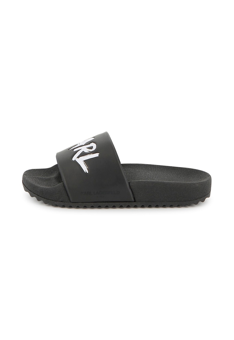 Papuci cu logo - Negru/Alb optic