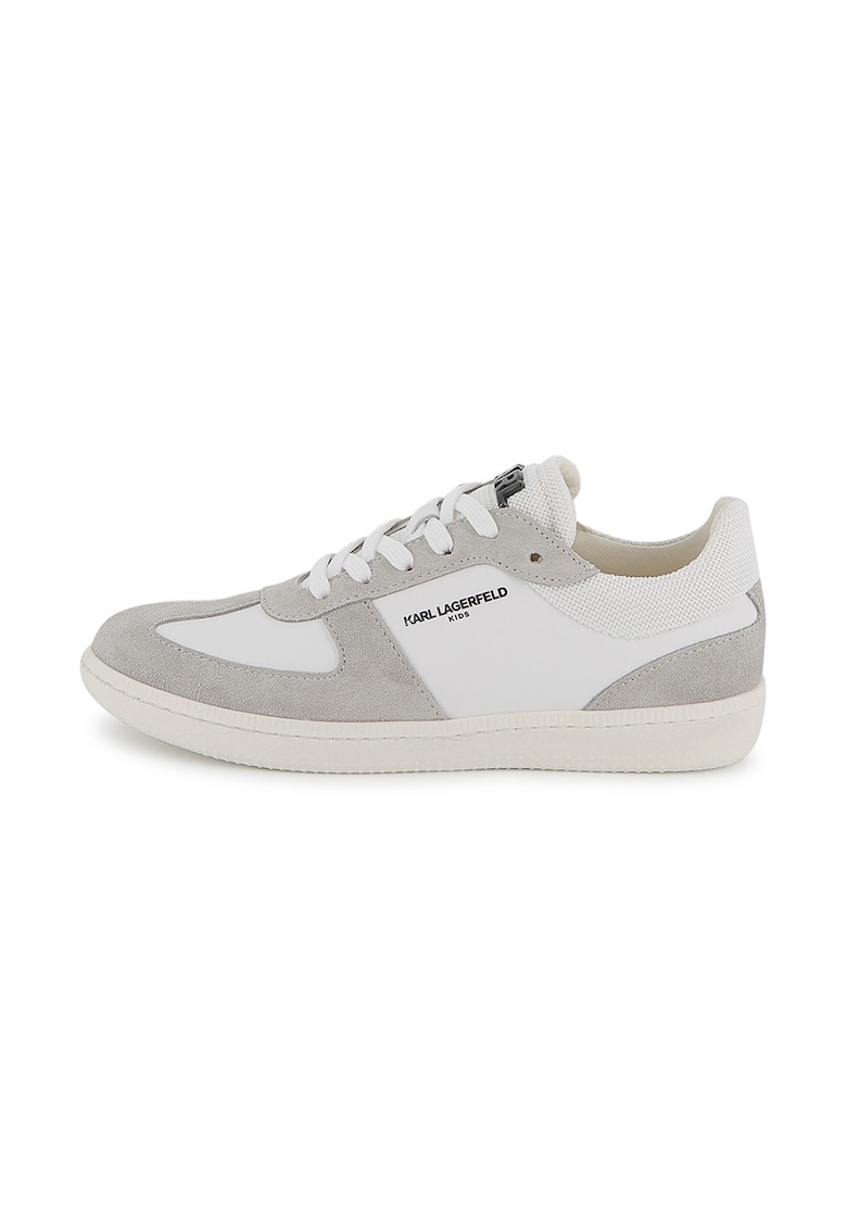 Pantofi sport cu garnituri din piele intoarsa - Bej deschis