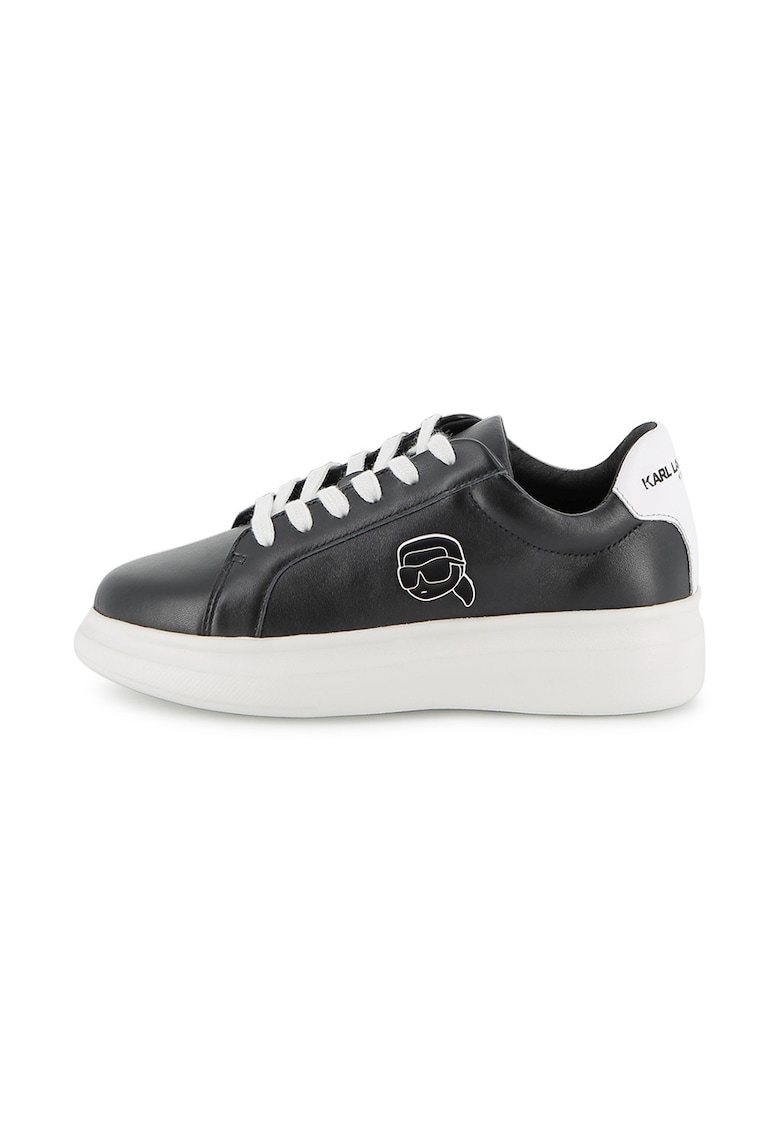 Pantofi sport din piele cu aplicatie cu model monograma - Negru/Alb optic