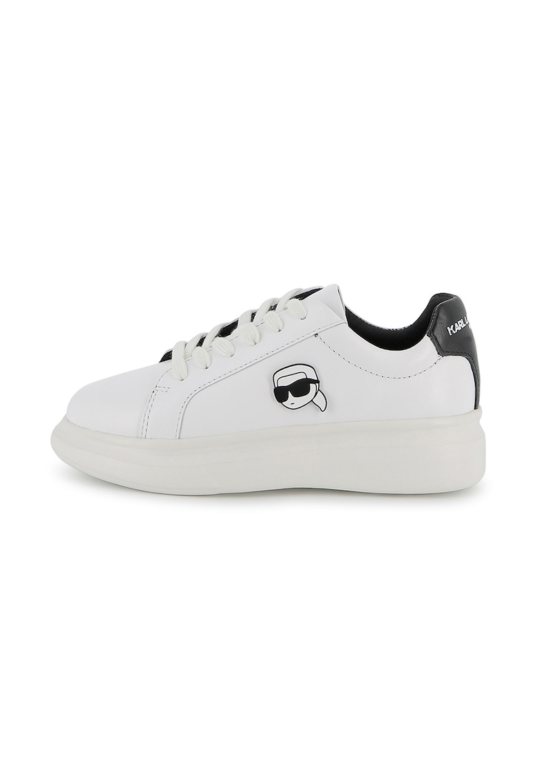 Karl Lagerfeld Kids Pantofi sport din piele cu aplicatie cu model monograma - Alb optic