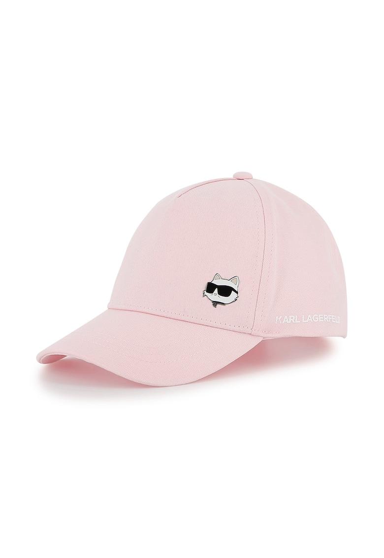 Sapca din bumbac cu logo - Roz pastel