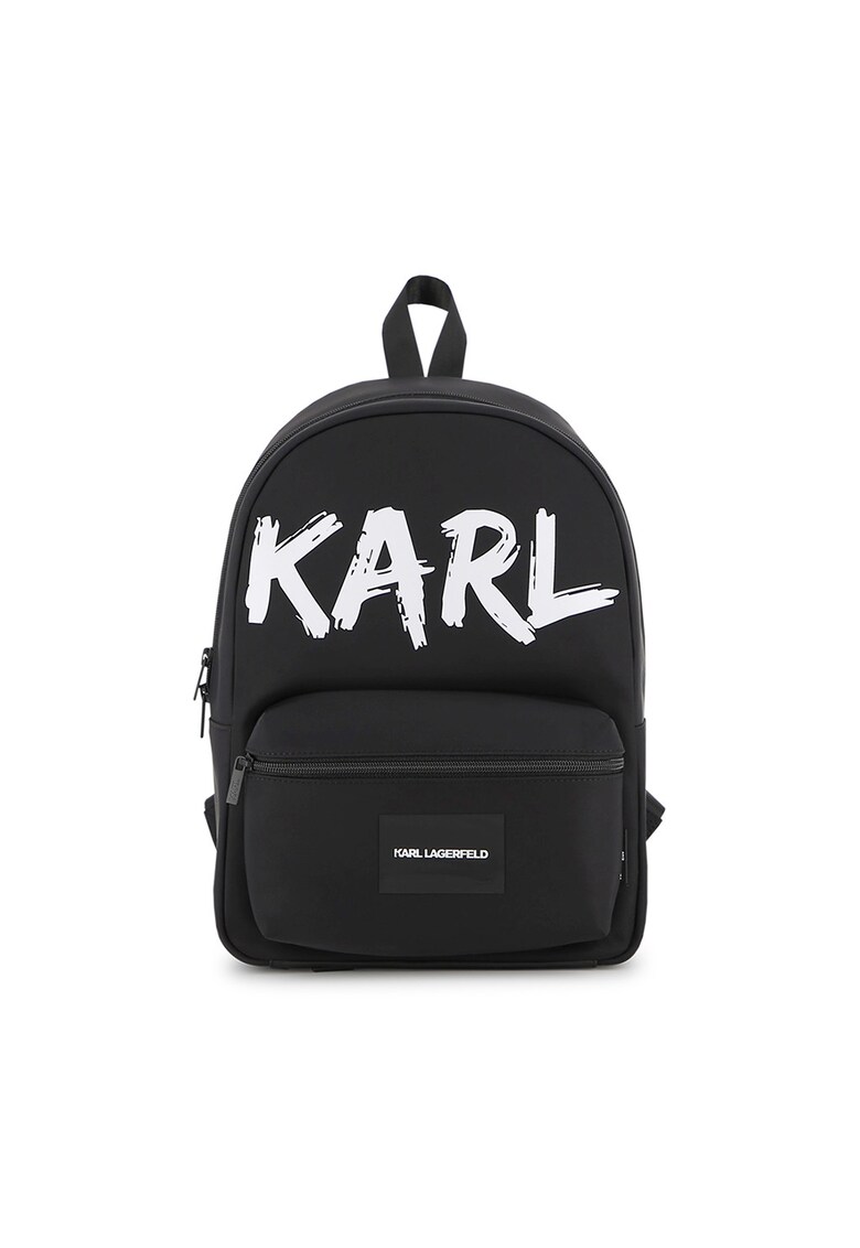 Rucsac cu amortizare pe partea din spate si imprimeu logo - Negru