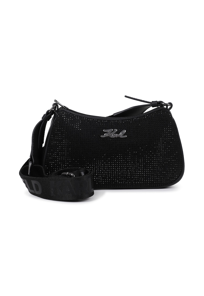 Geanta crossbody cu strasuri - Negru