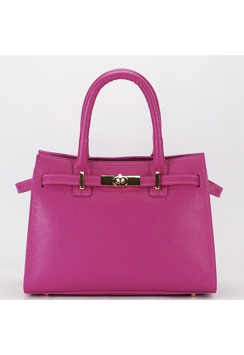 Geanta medie din piele naturala 1727 122 - Fucsia - 20x27x13