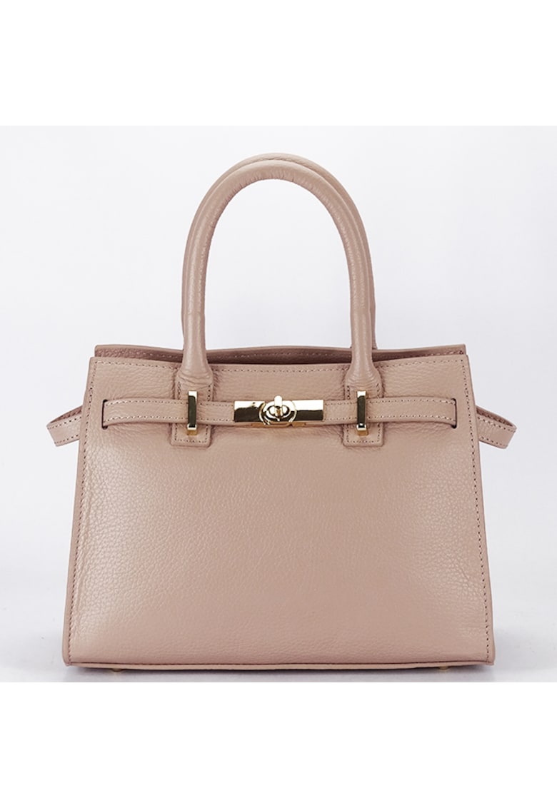 Geanta medie din piele naturala 1727 122 - Roz - 20x27x13