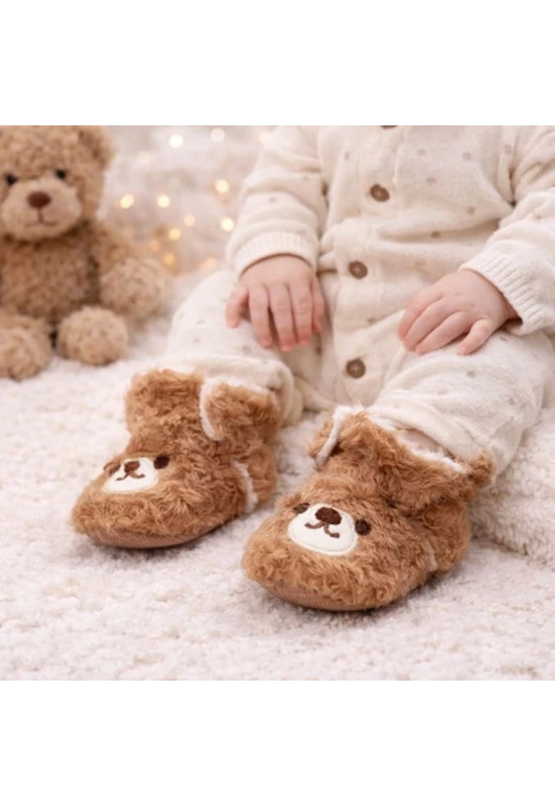 Cizmulite maro din blanita - ursulet - Maro