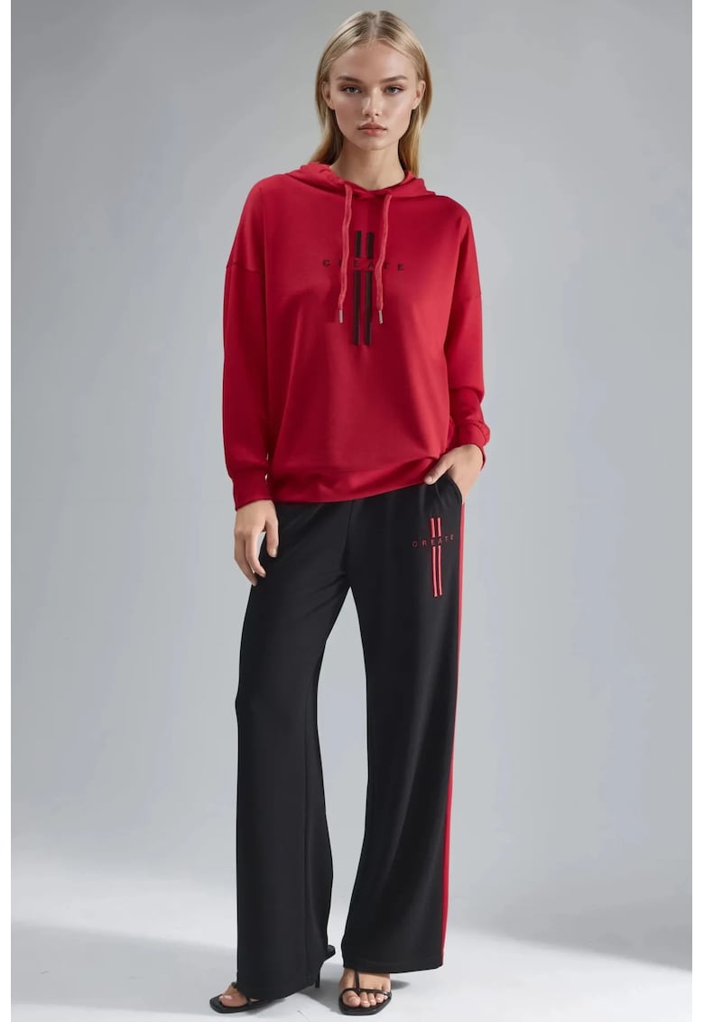 Trening dama Bersan rosu 1XL jerseu cu gluga dungi