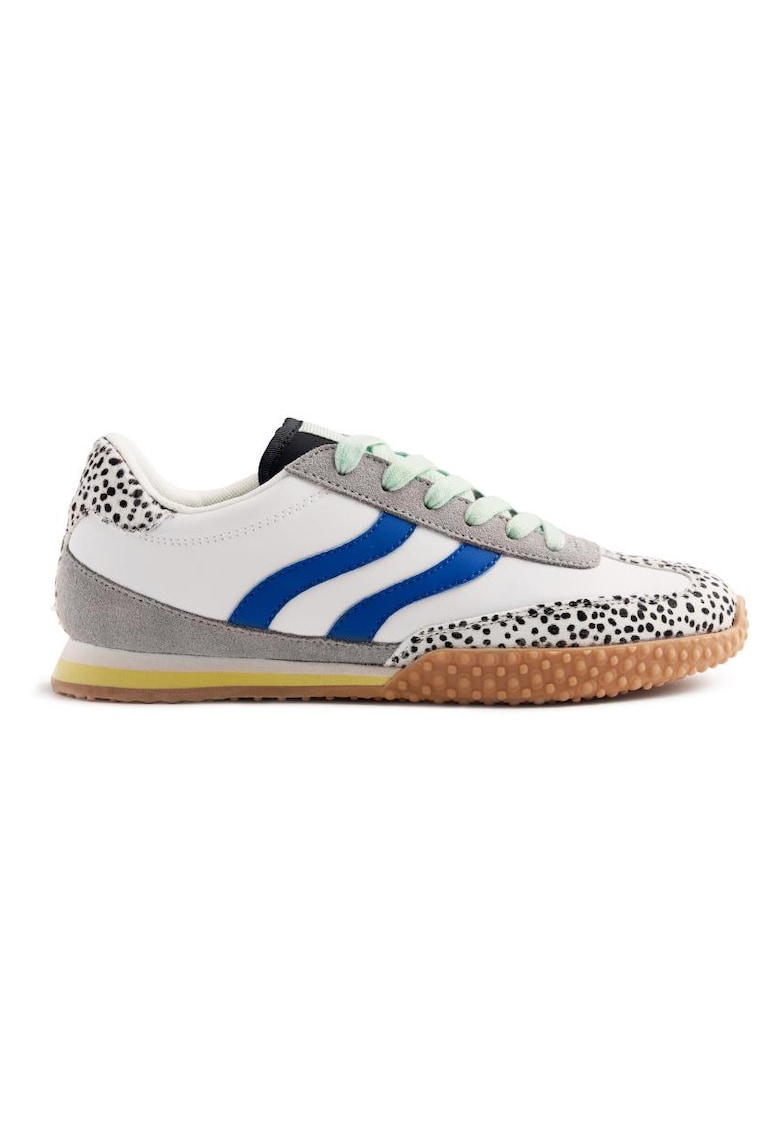 Pantofi sport din piele cu detalii cu model animal print Bislig - Alb
