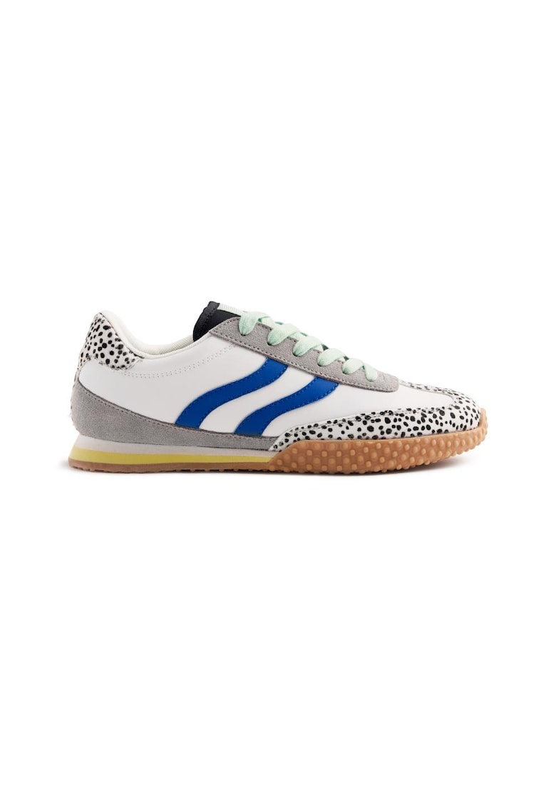 Pantofi sport din piele cu detalii cu model animal print Bislig - Alb