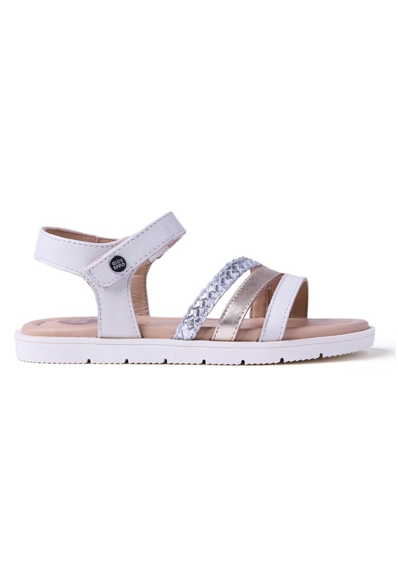 Sandale din piele cu barete multiple si velcro Bukoba - Alb
