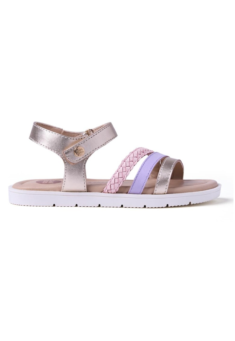 Sandale din piele cu barete multiple si velcro Bukoba - Auriu