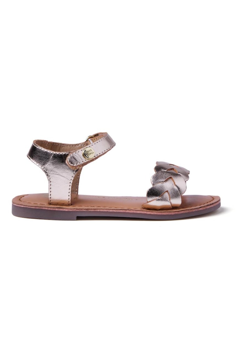 Sandale din piele cu velcro - Auriu