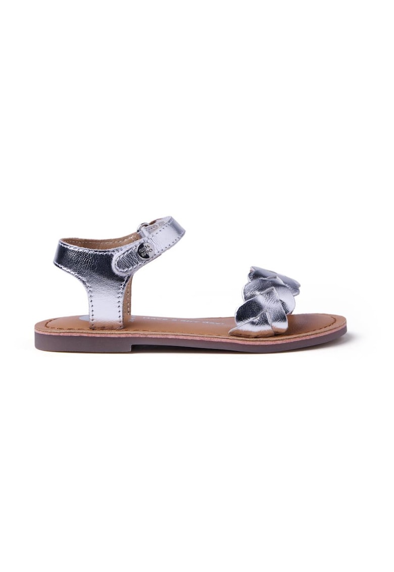 Sandale din piele cu velcro - Argintiu