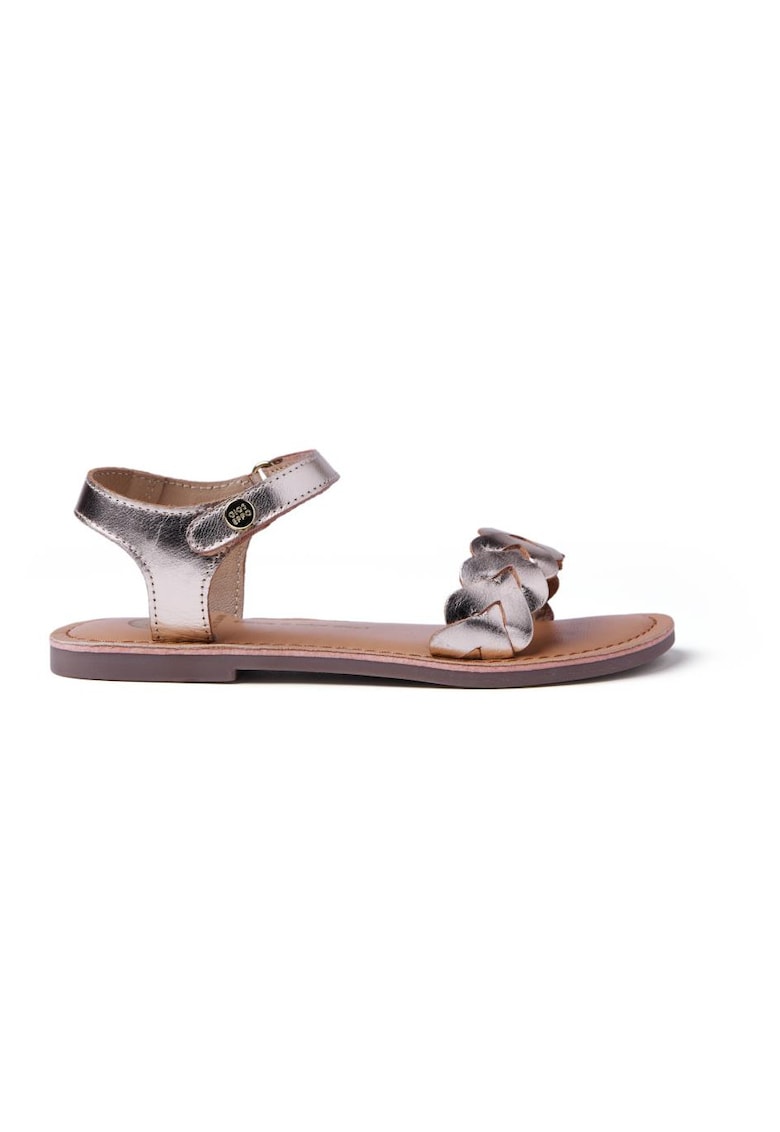 Sandale din piele cu velcro - Auriu